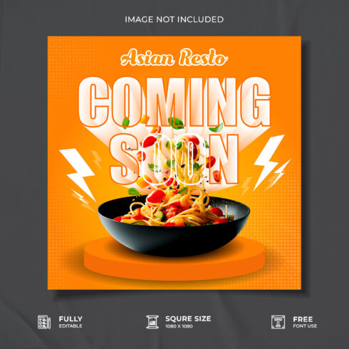 Coming soon restaurant new food social media post design cover image.