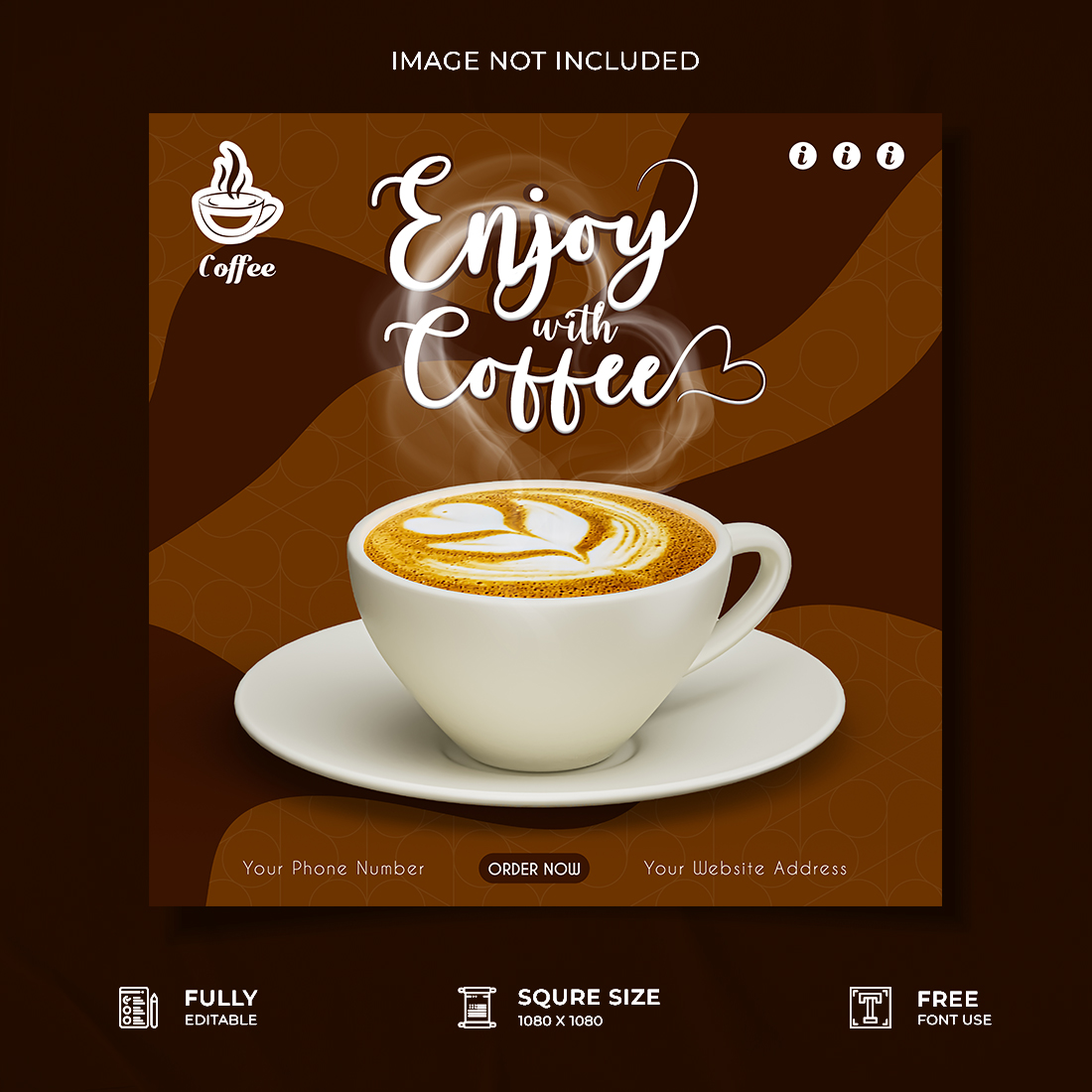 Coffee shob promotional social media poster template cover image.