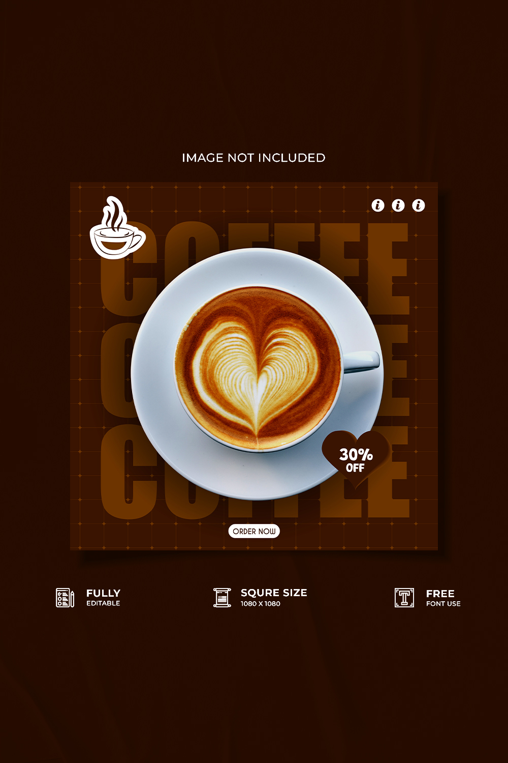 Coffee shop advertisement social media poster design pinterest preview image.