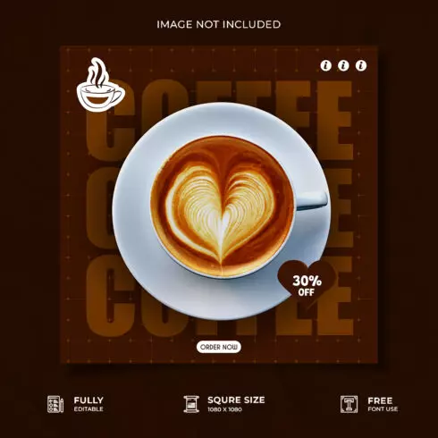 Coffee shop advertisement social media poster design cover image.