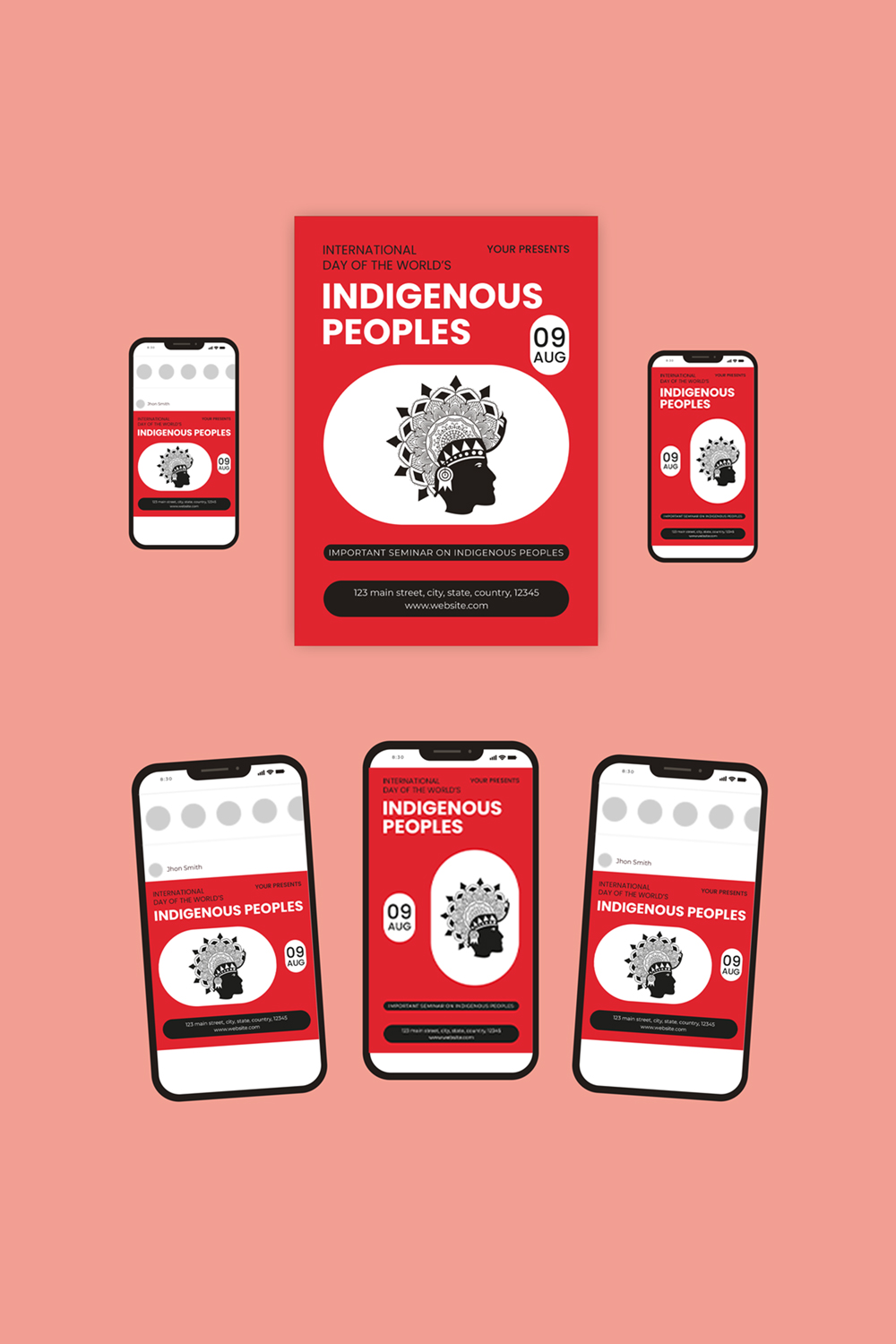 International Day of the World's Indigenous Peoples Flyer Set pinterest preview image.