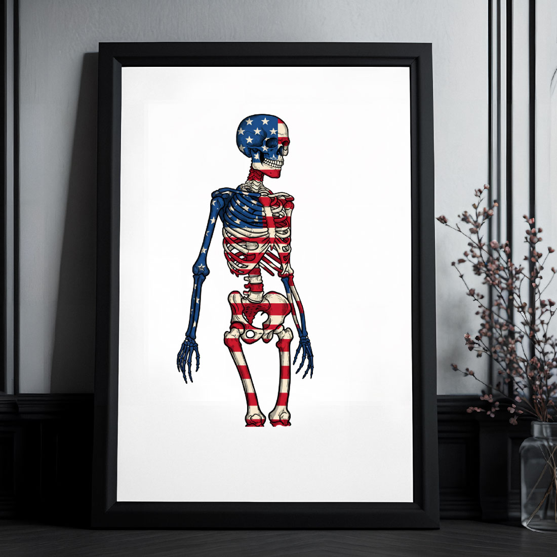 8+ USA Flag Vintage Skeleton Clipart PNG | Patriotic Grunge Sublimation Bundle preview image.