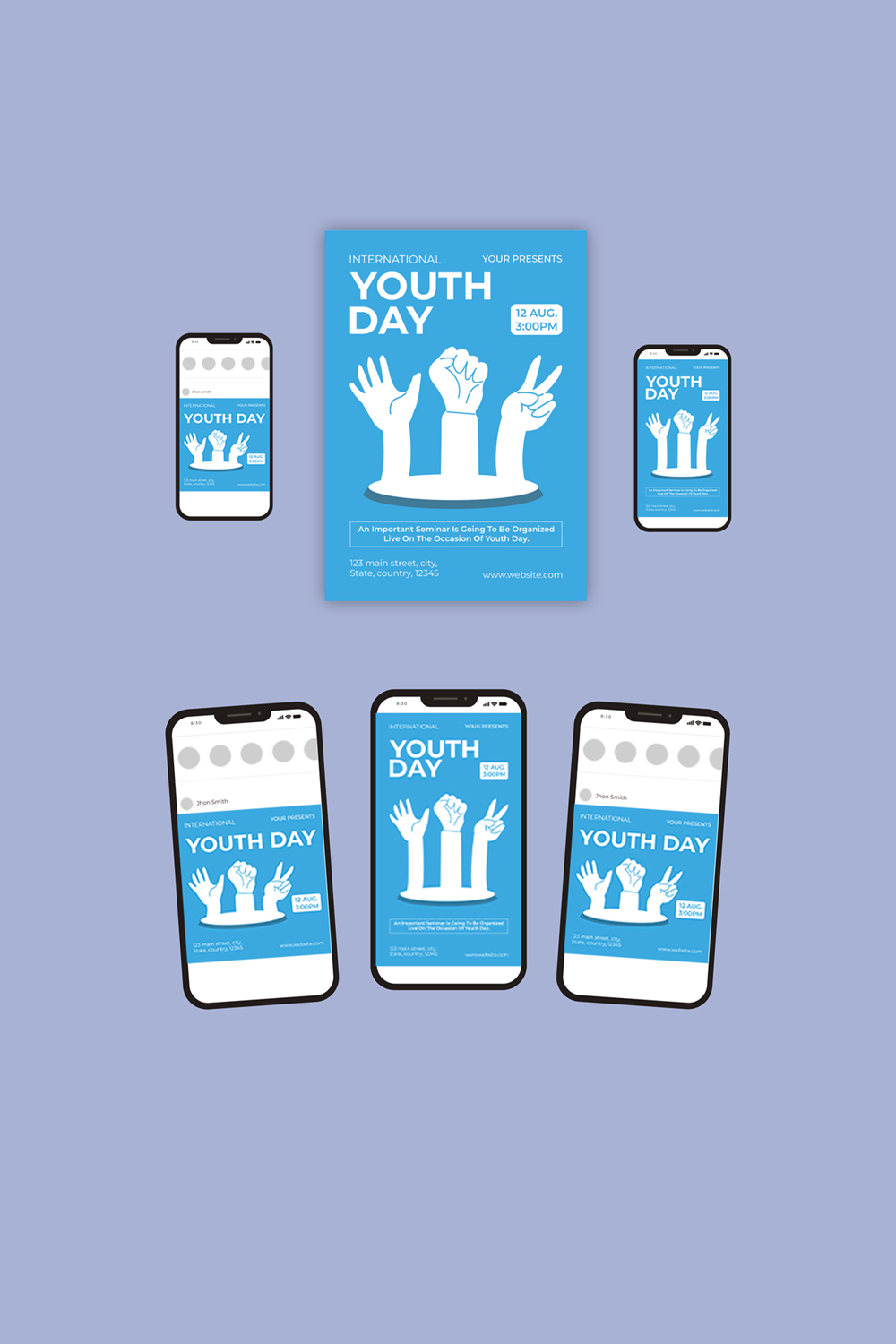 International Youth Day Flyer Set pinterest preview image.