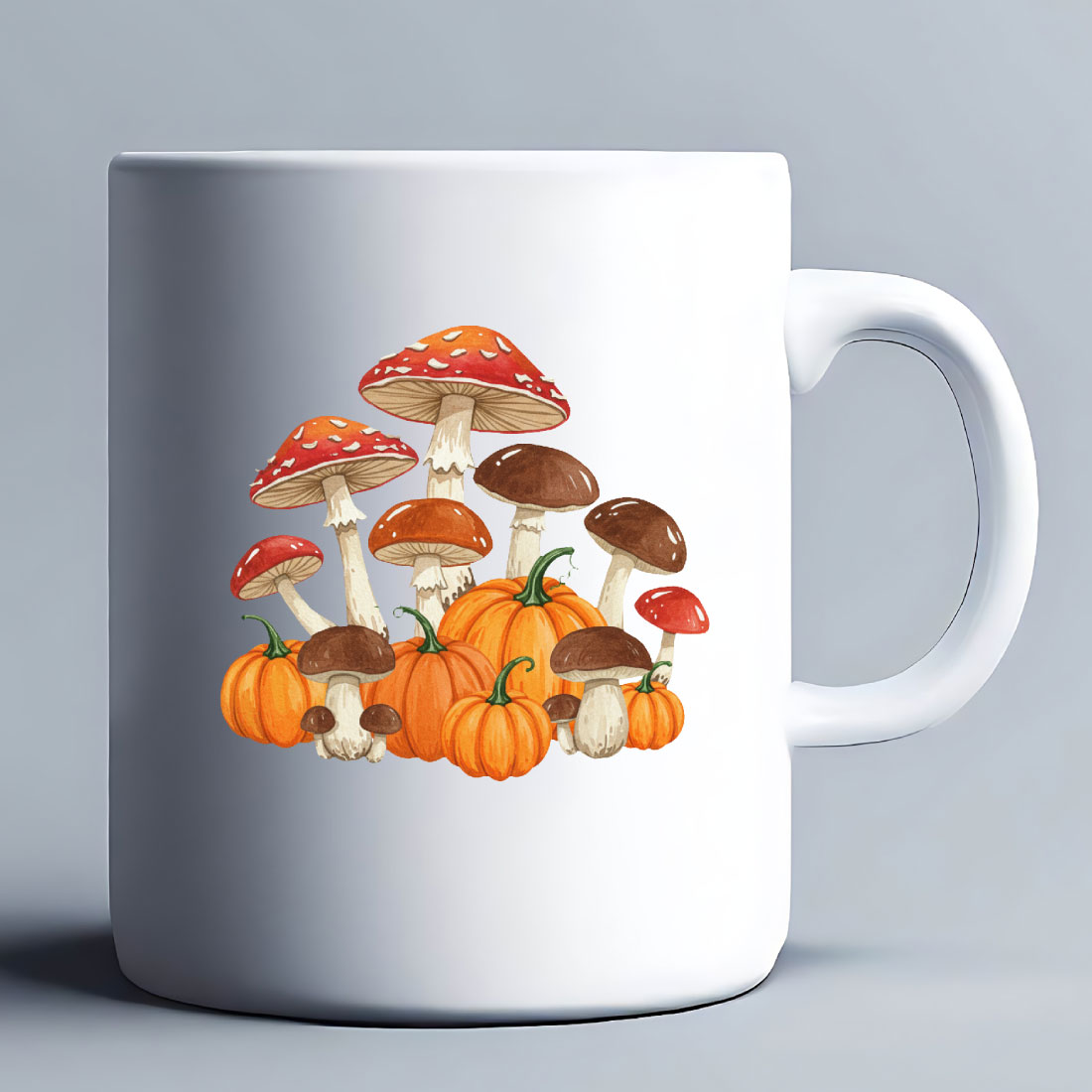 10+ Watercolor Mushrooms & Pumpkins Autumn PNG | Cozy Fall Clipart Bundle preview image.