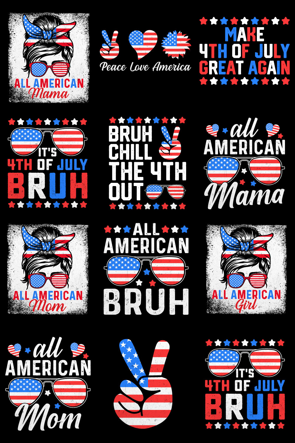 12th All American 4th of July T Shirt Bundle 1 pinterest preview image.