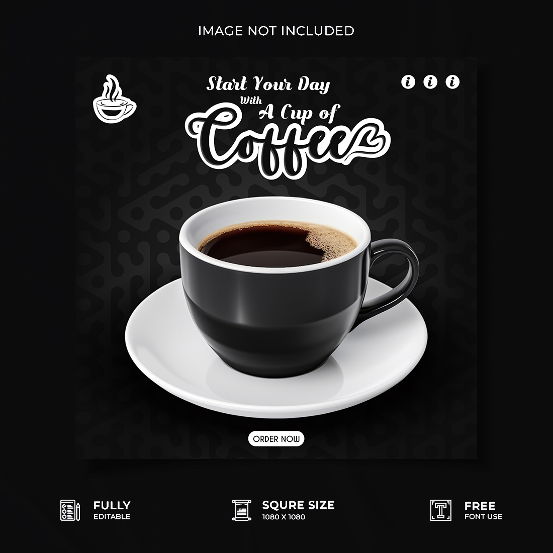 Coffee shop advertisement social media post design preview image.