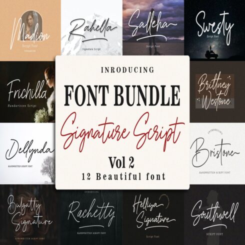 Font Bundle - Handwritten Signature Script Vol 2 cover image.