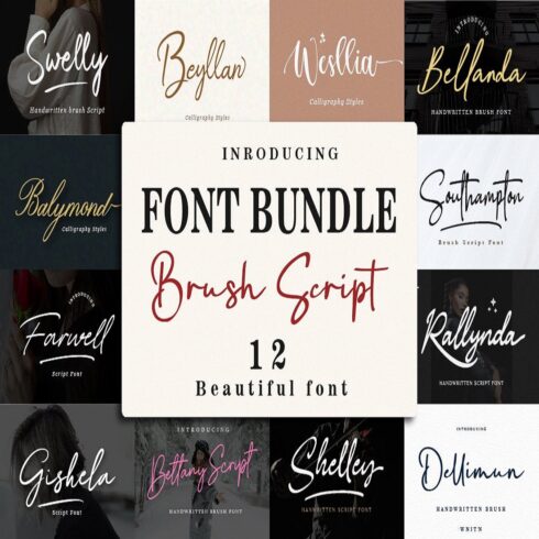 Font Bundle - Handwritten Brush Script cover image.