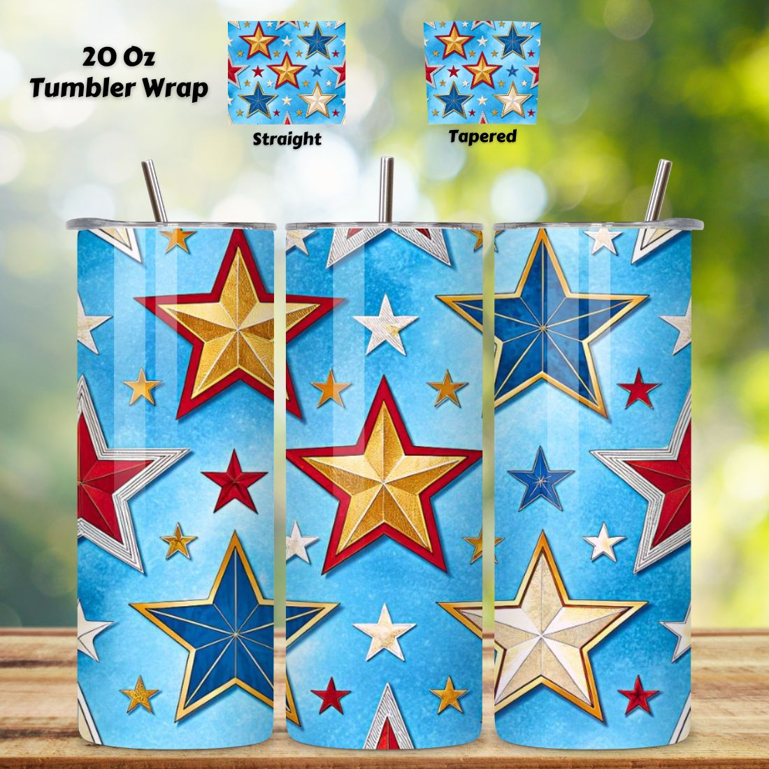 4th Of July Star Spangled Seamless Tumbler Wrap - 3D Glowing Patriotic Background, 3D Floral Patriotic Tumbler Wrap, 20oz Skinny Sublimation Design, American Flag Floral Art, Independence Day Tumbler Wrap, Fourth of July Floral Gift, USA Patriotic Flower Wrap cover image.
