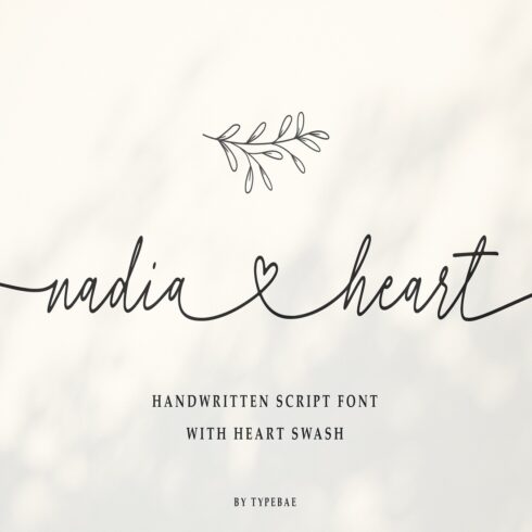 Nadia Heart Script Font with Swash cover image.