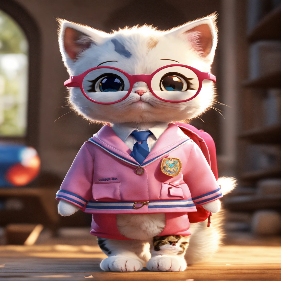 a super cute kitty wearing a sch 3 235