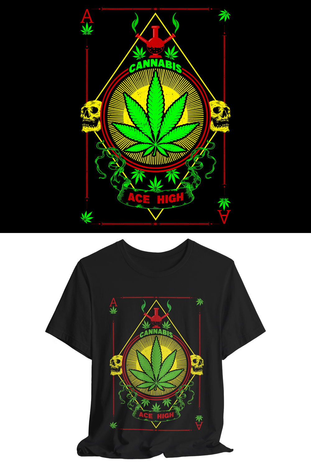 Cannabis Leaf Ace High - Ace Of Spades Playing Card pinterest preview image.