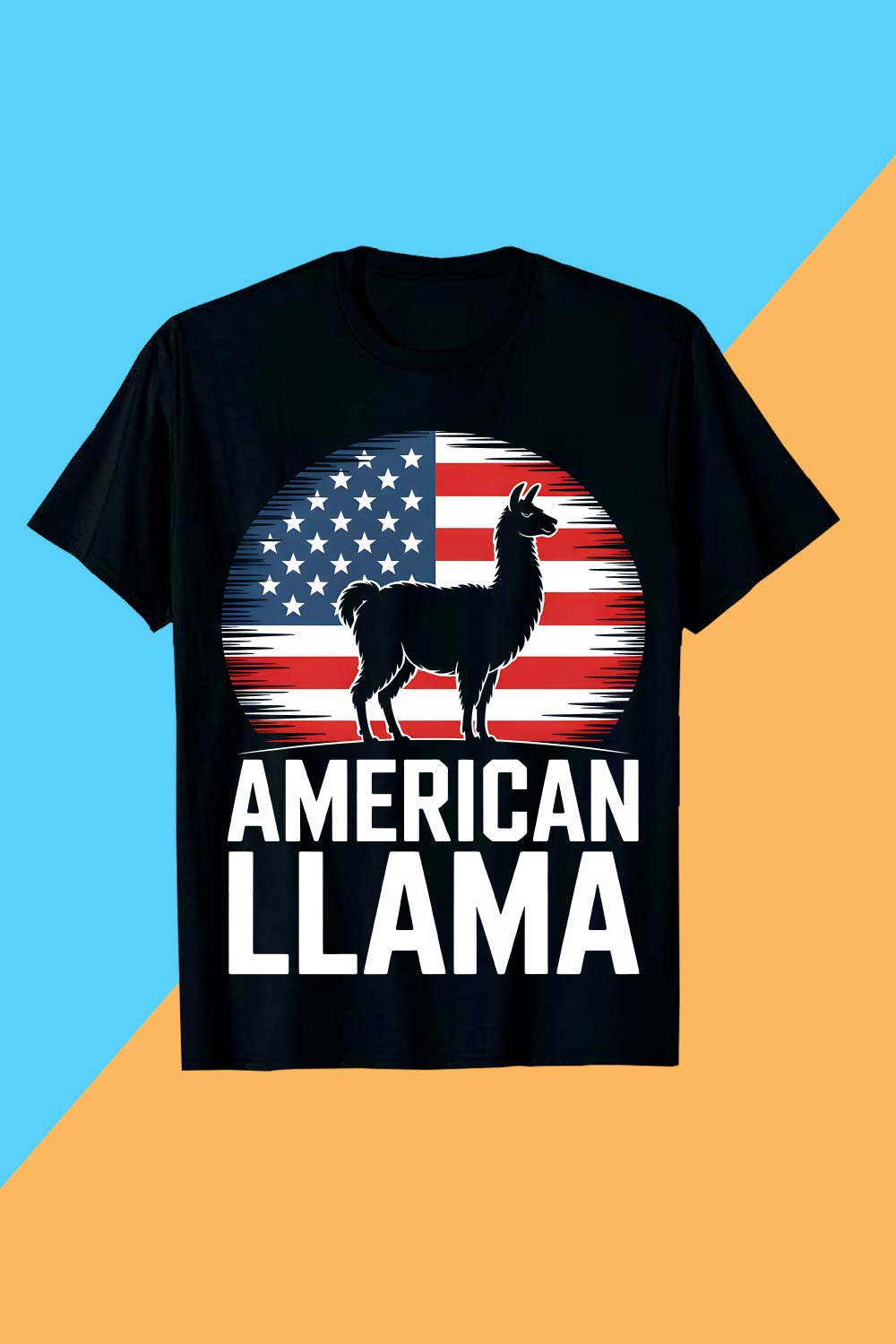 Patriotic American Llama with Flag Accessories Llama PET T shirt T shirt Design PNG File pinterest preview image.