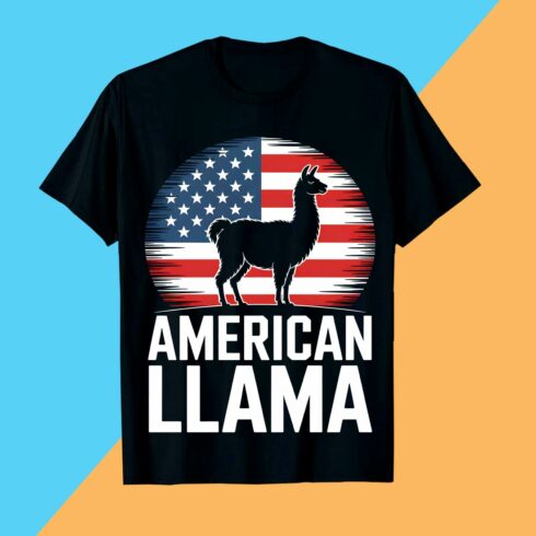 Patriotic American Llama with Flag Accessories Llama PET T shirt T shirt Design PNG File cover image.