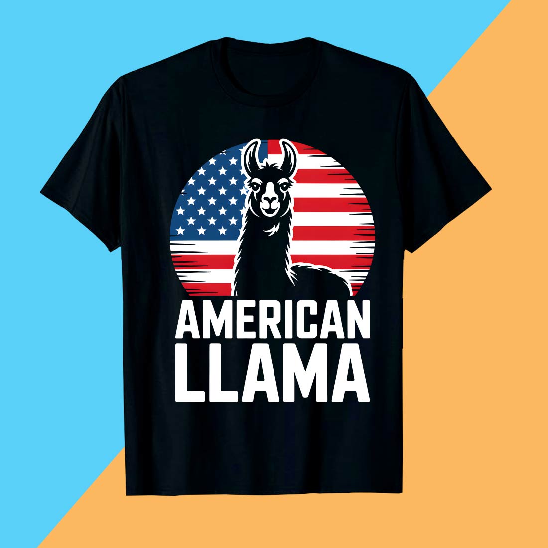 Patriotic American Llama with Flag Accessories Llama PET T shirt T shirt Design PNG File preview image.