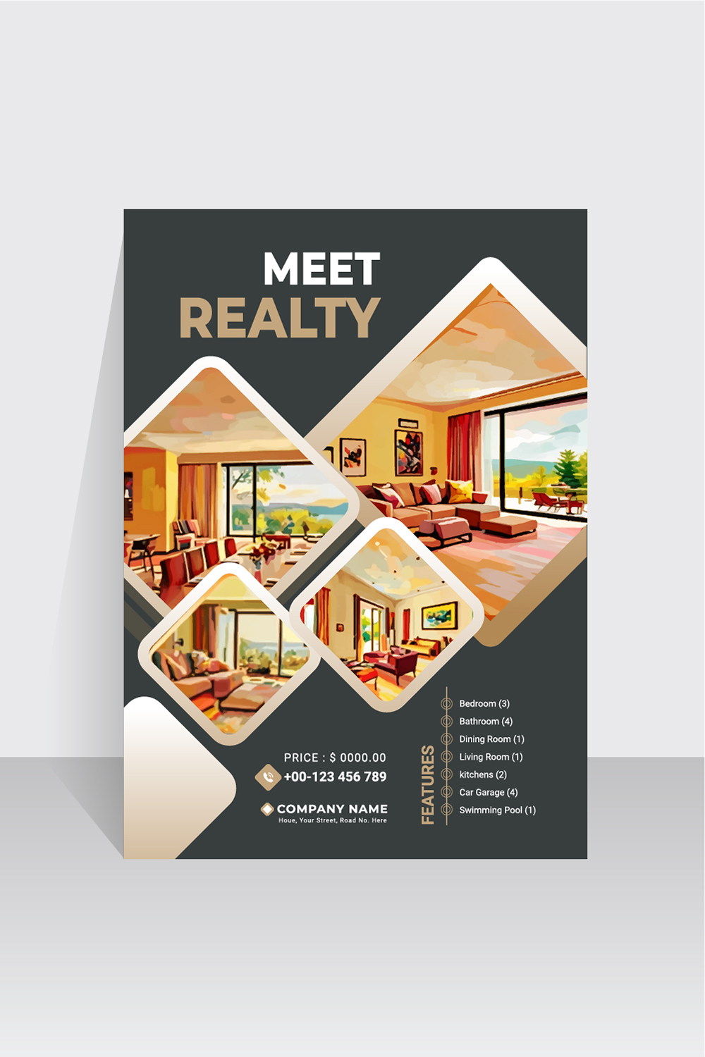 real estate flyer design pinterest preview image.