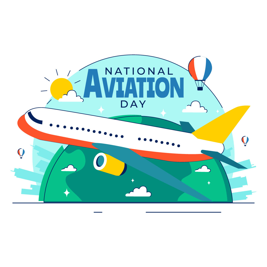 10 National Aviation Day Illustration cover image.