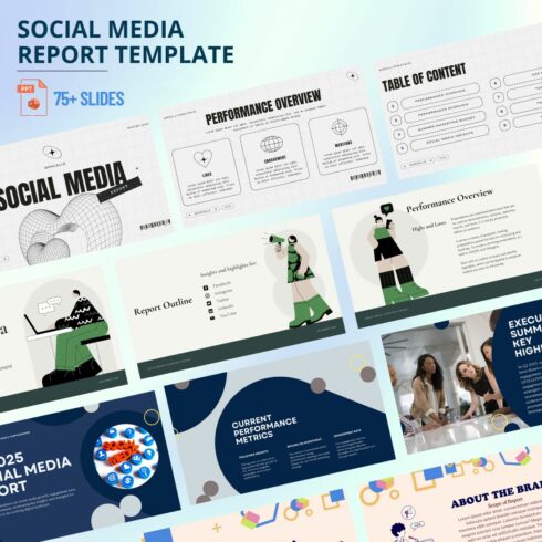 75+ Slide Social Media Marketing Report: Your Ultimate PowerPoint Presentation cover image.