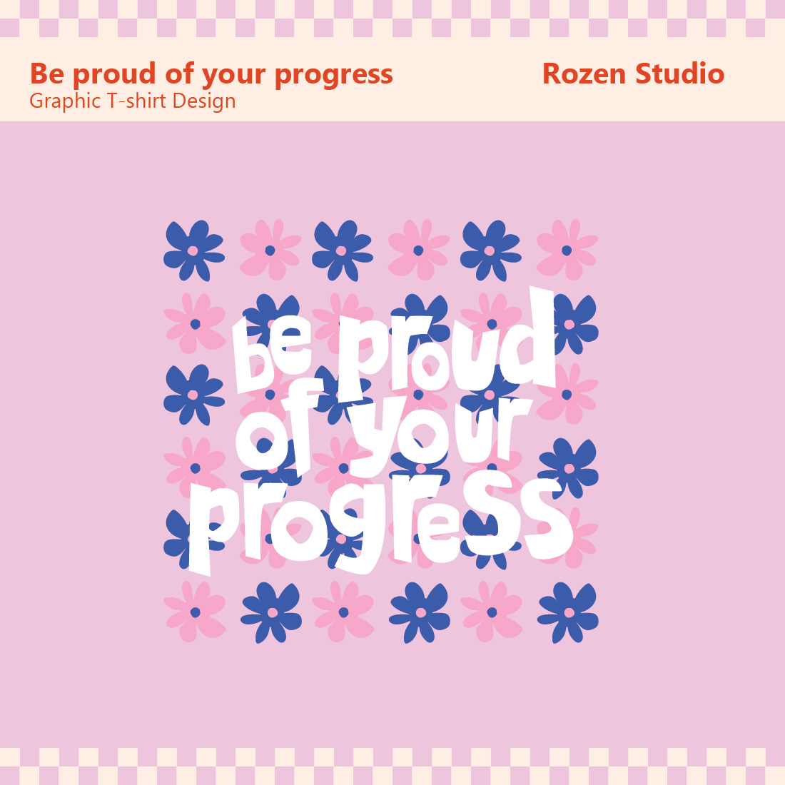 Blue Pink Flower Graphic Tshirt preview image.