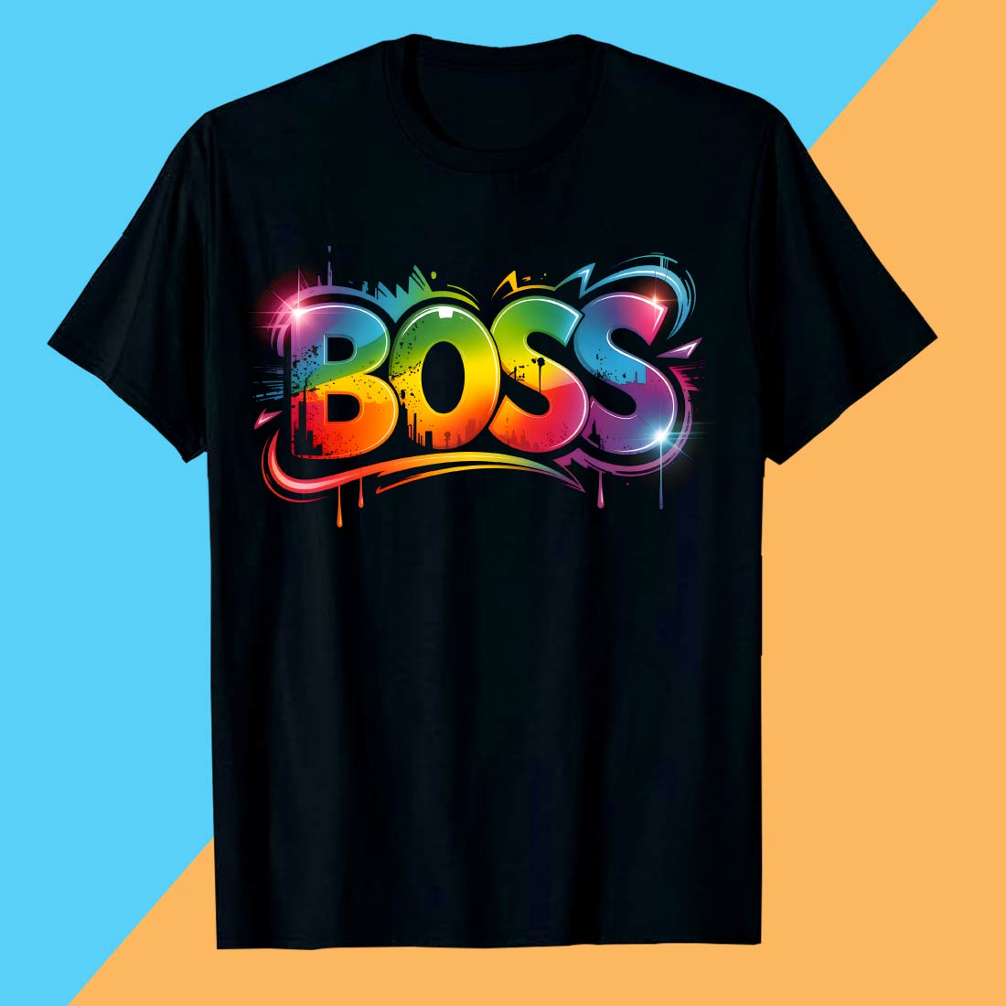 3 BOSS Bold Colorful Graffiti Boss Street Art T-Shirt Design Graffiti motivation T shirt PNG File preview image.