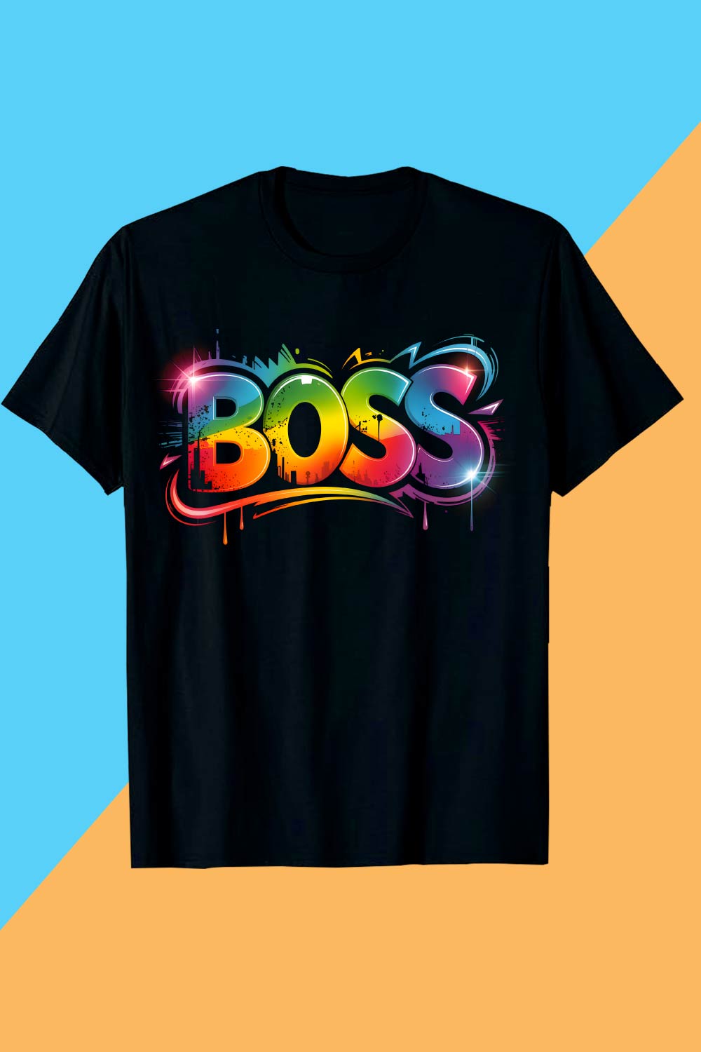 3 BOSS Bold Colorful Graffiti Boss Street Art T-Shirt Design Graffiti motivation T shirt PNG File pinterest preview image.