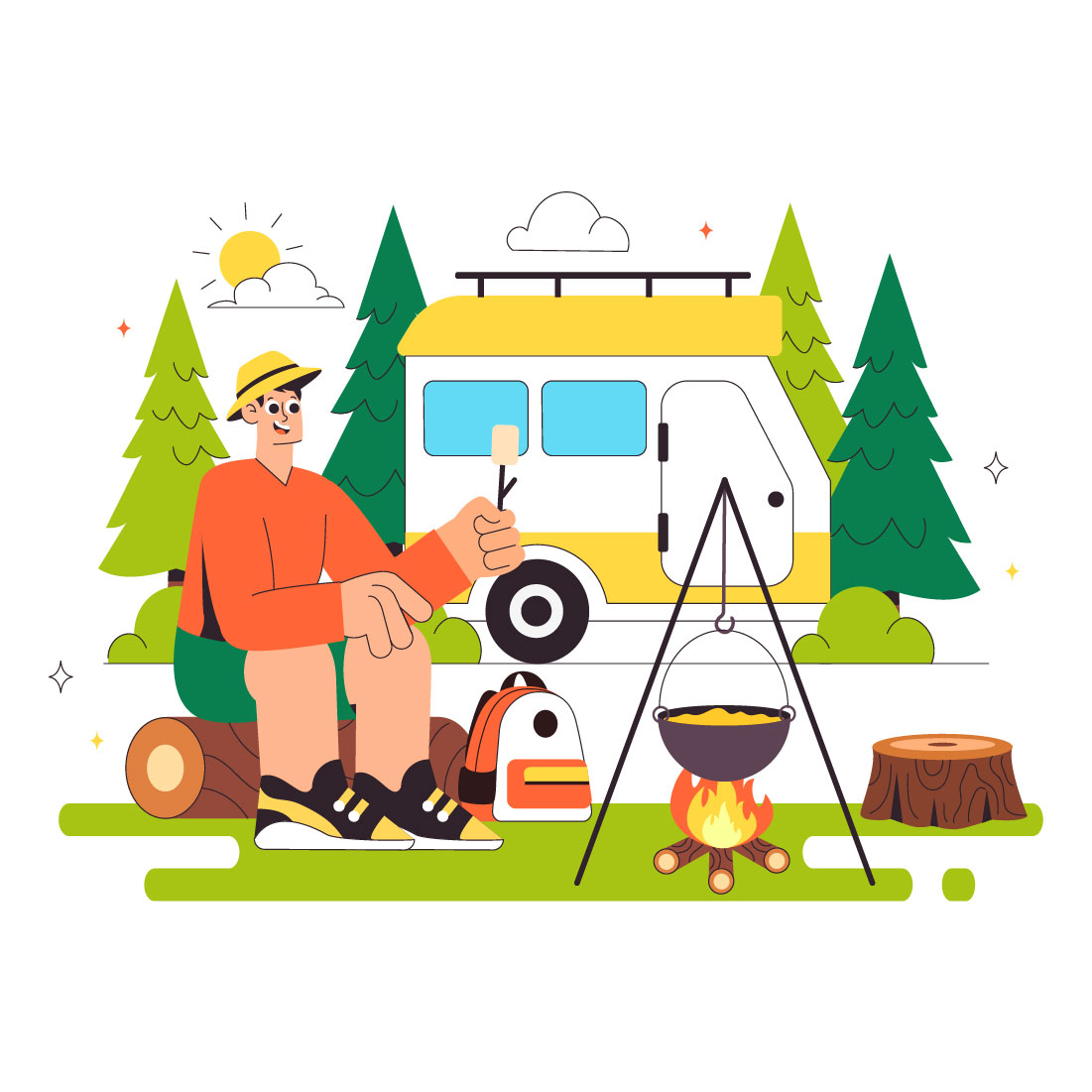 10 Summer Camping Illustration preview image.