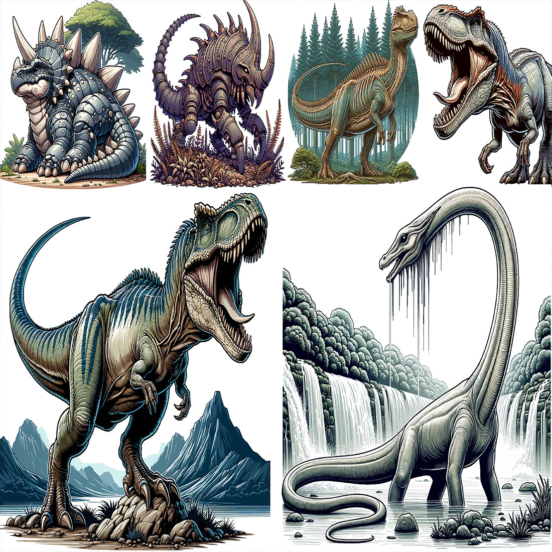 Dinosaures vector collections sets preview image.