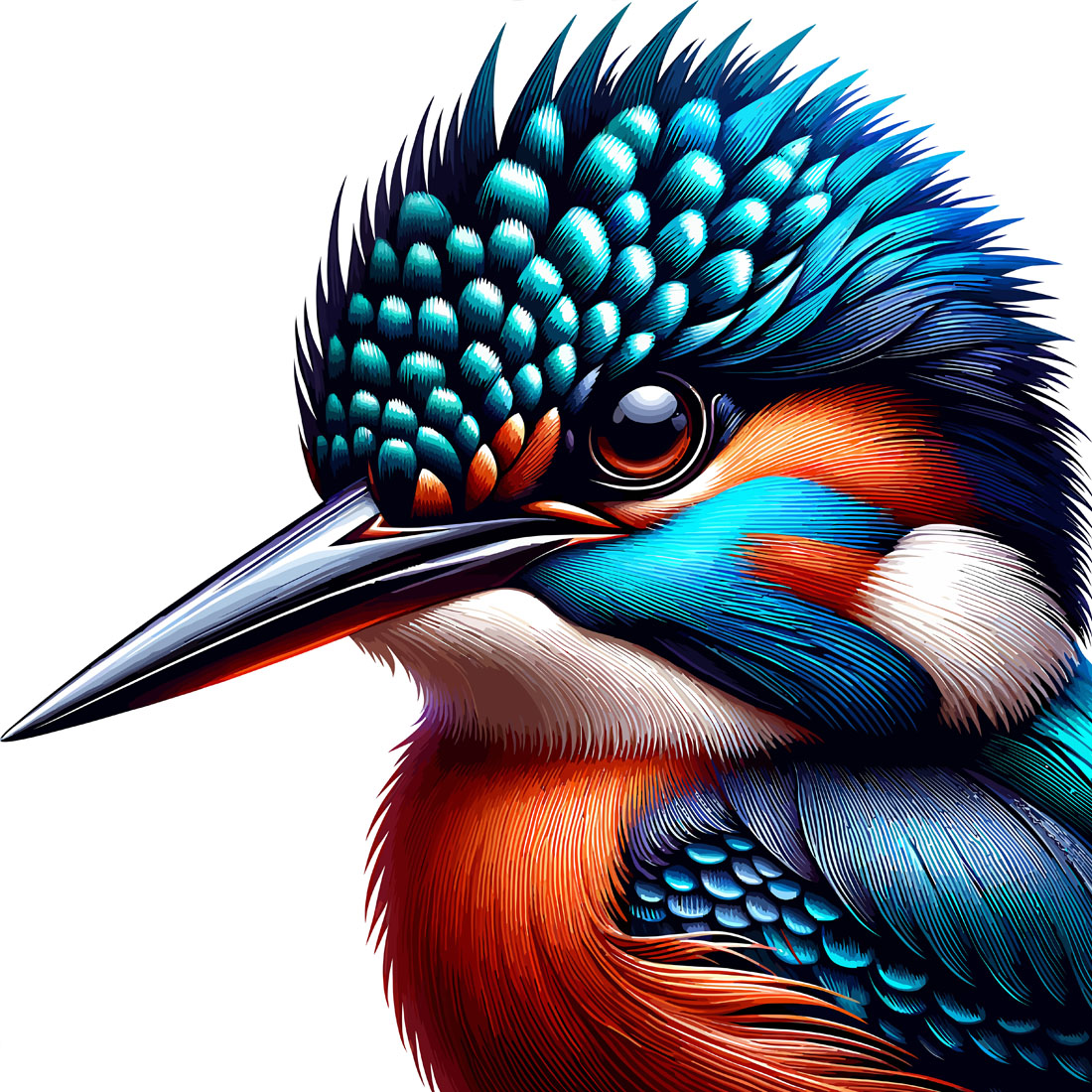 Vivid Kingfisher Illustration Exquisite Colorful Bird Art preview image.