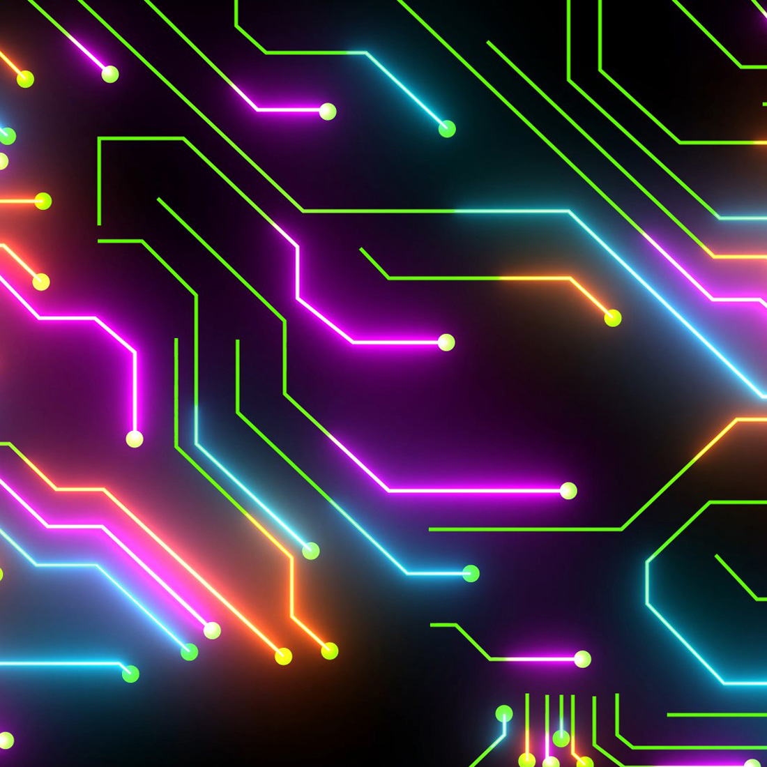 4K Digital Multicolor Circuit Animation Futuristic Tech Background Loop preview image.