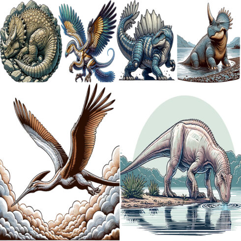 Dinosaures vector collections sets cover image.