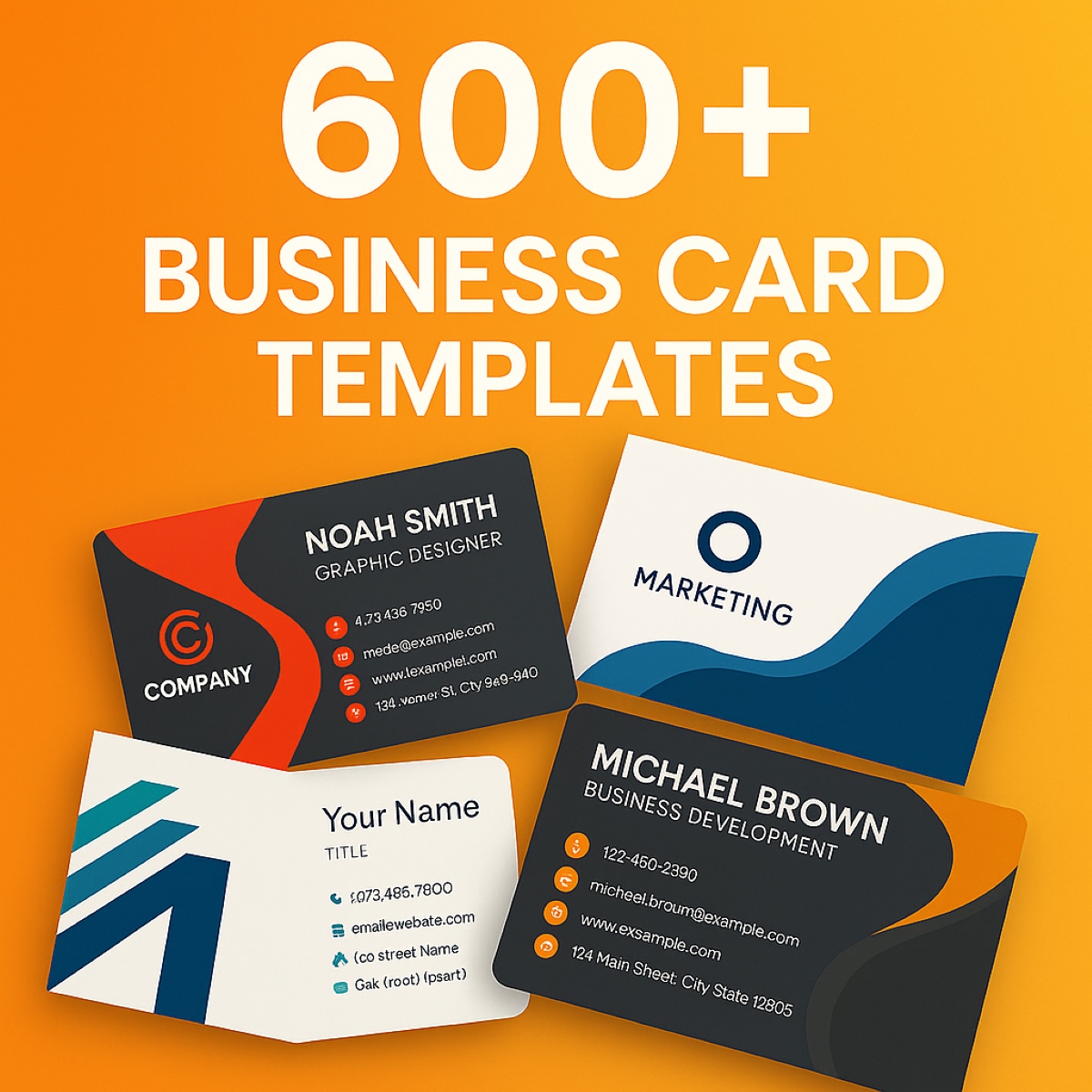 600+ Business Card Templates Pack pinterest preview image.
