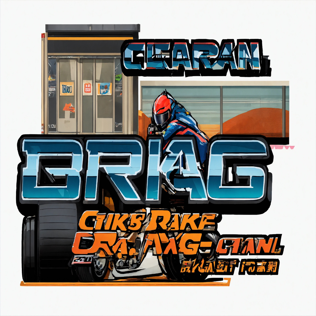 clean modern bike drag race car_ sticker cover image.