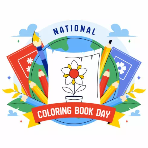 10 National Coloring Book Day Illustration cover image.