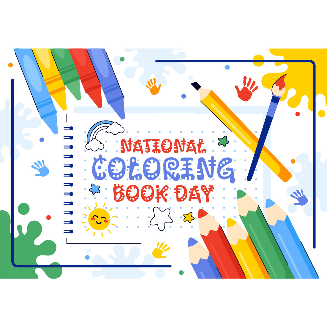 10 National Coloring Book Day Illustration preview image.