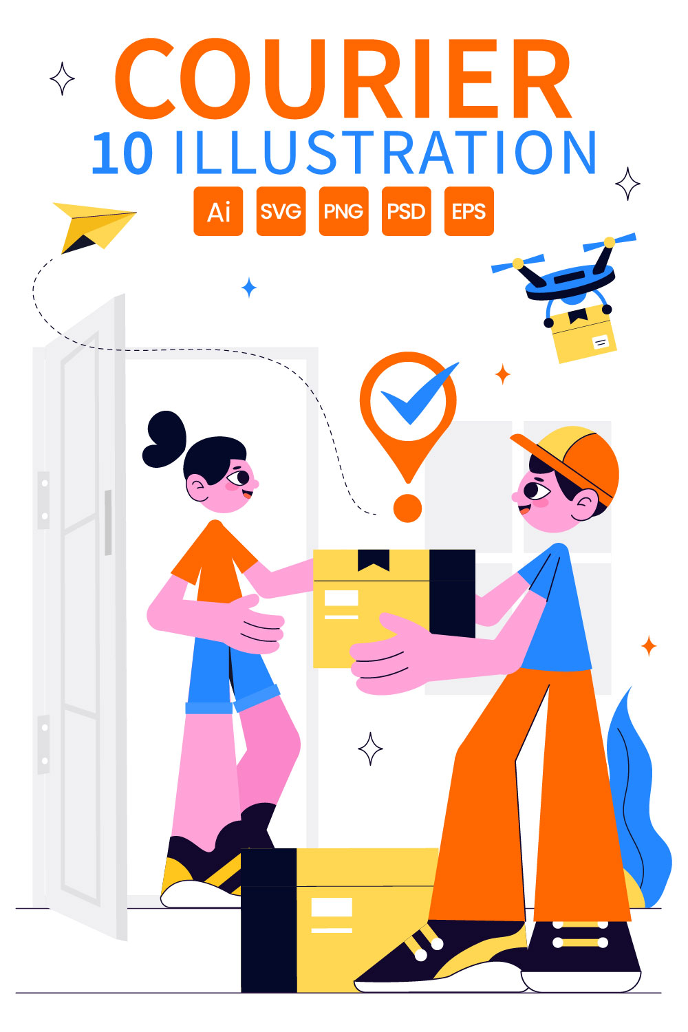 10 Courier or Delivery Service Illustration pinterest preview image.
