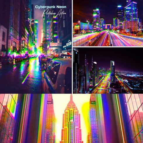 Cyberpunk Neon Photoshop Action cover image.