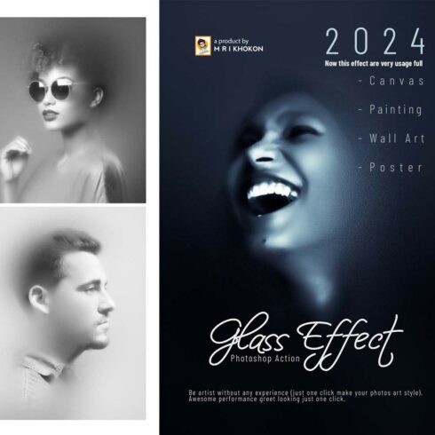 Glass Effect Photoshop Action cover image.