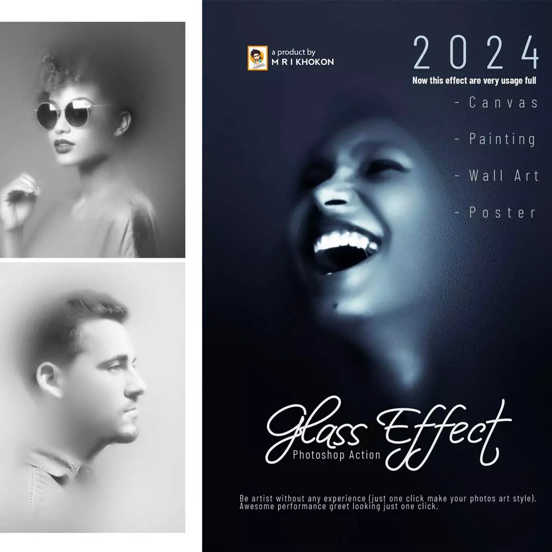Glass Effect Photoshop Action cover image.