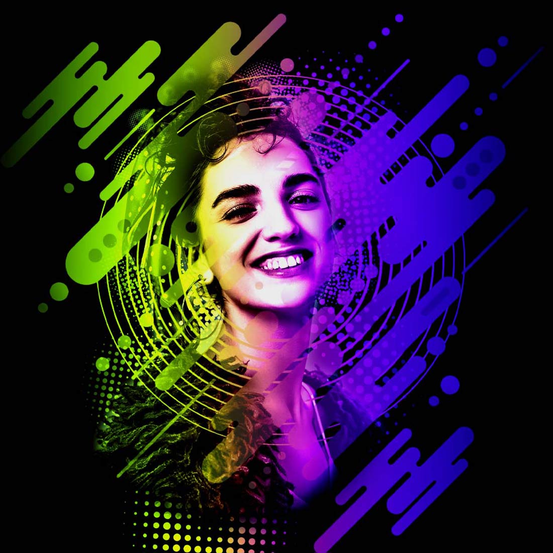Abstract Portrait Photoshop Action preview image.