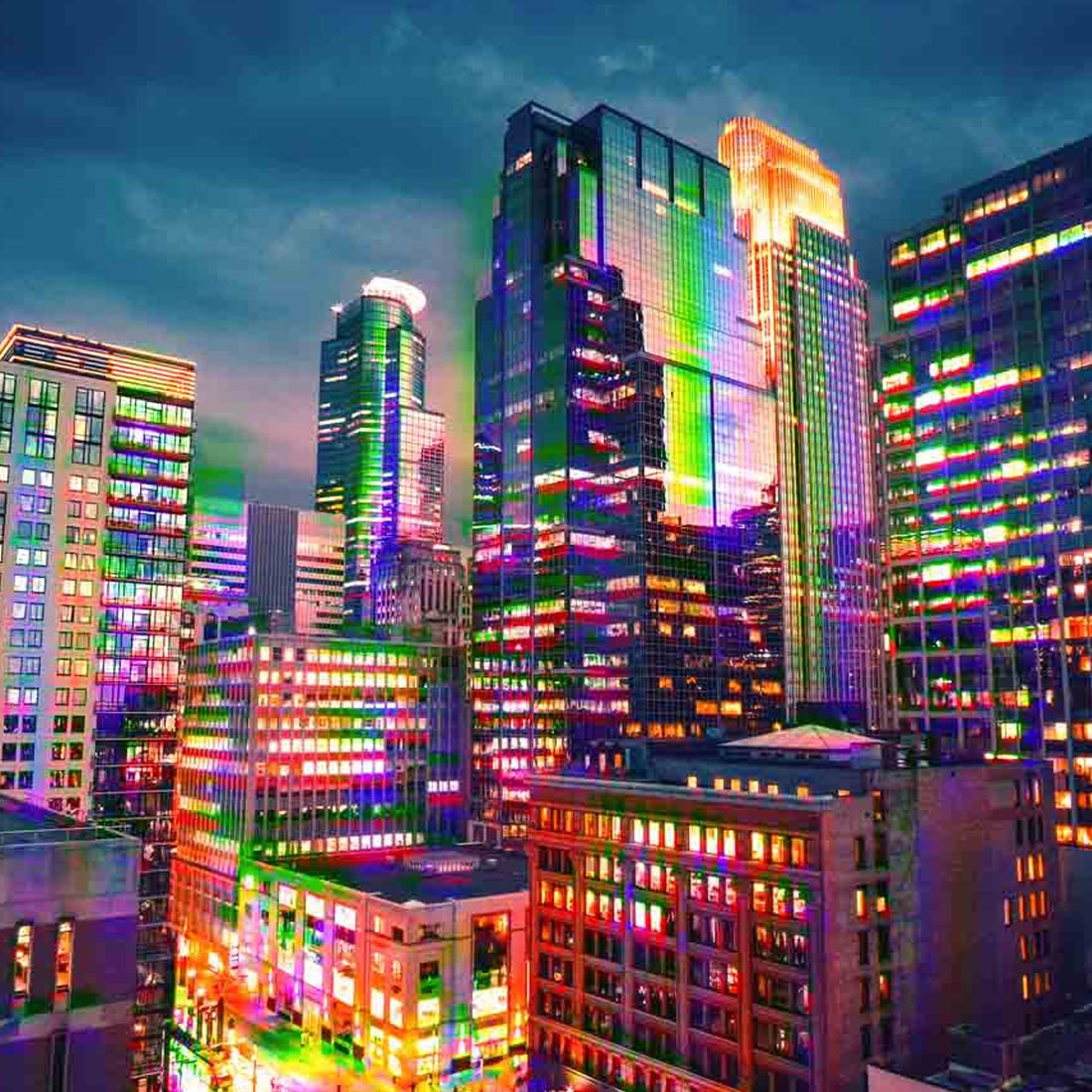 Cyberpunk Neon Photoshop Action preview image.