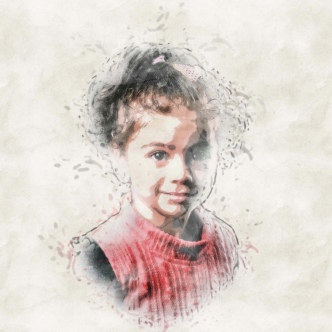 Focus Watercolor Photoshop Action preview image.