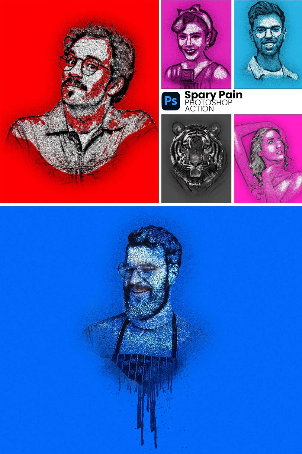 Spray Paint Photoshop Action pinterest preview image.