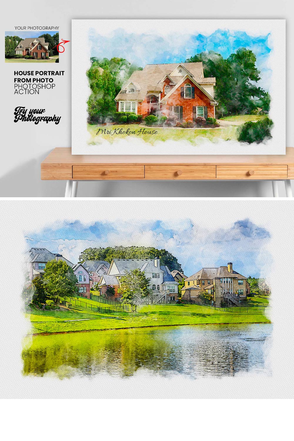 House Portrait from Photo Action pinterest preview image.