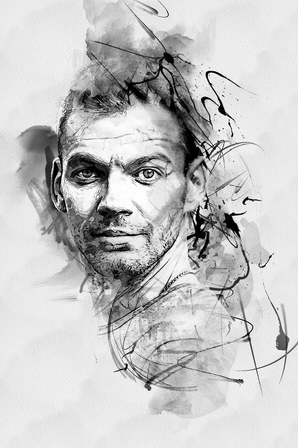 Sketch Tracing Photoshop Action pinterest preview image.