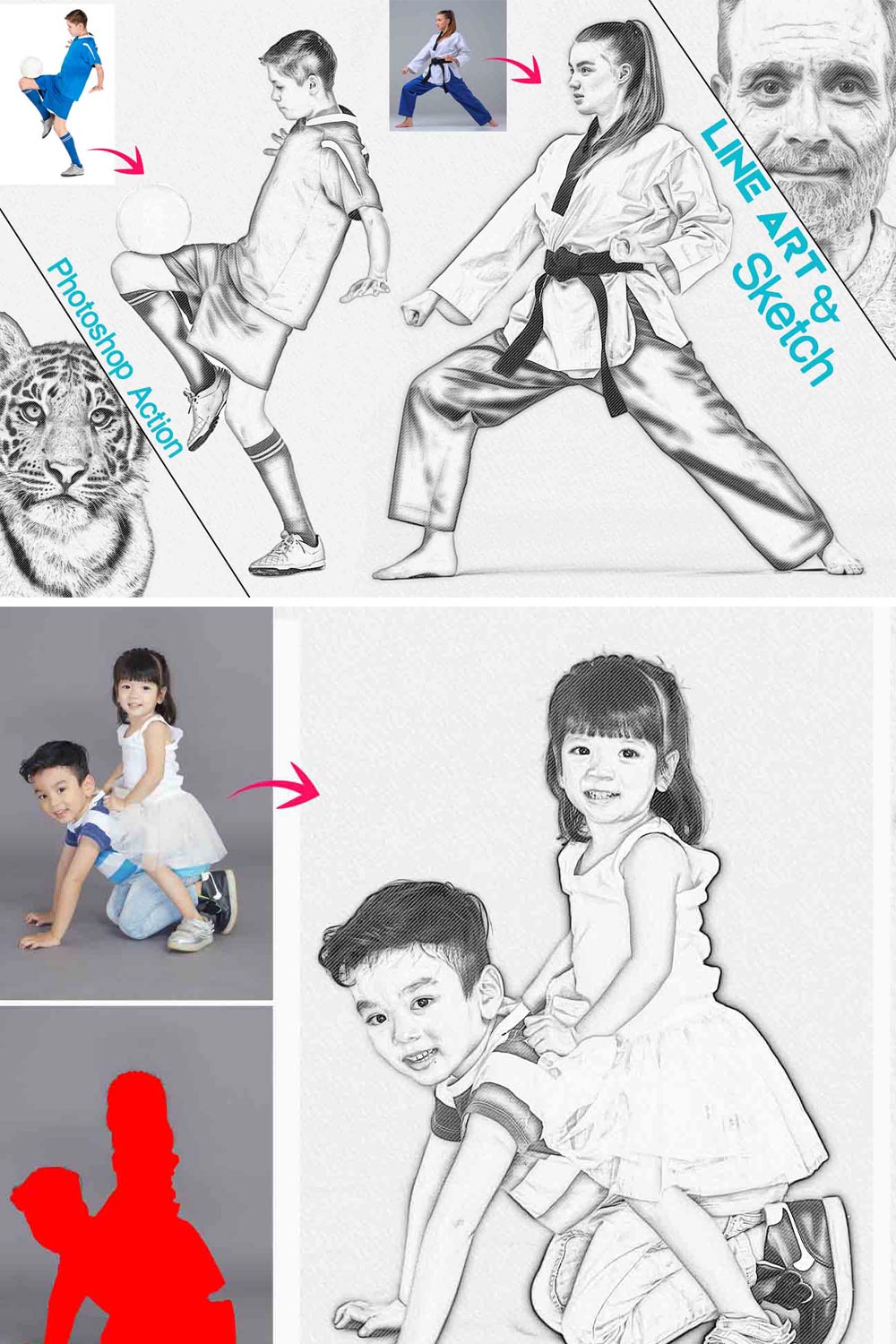 Line Art & Sketch Effect pinterest preview image.
