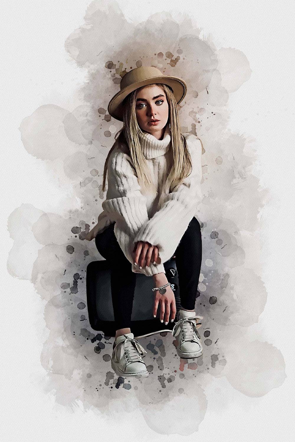 Watercolor Brush Portrait Action pinterest preview image.