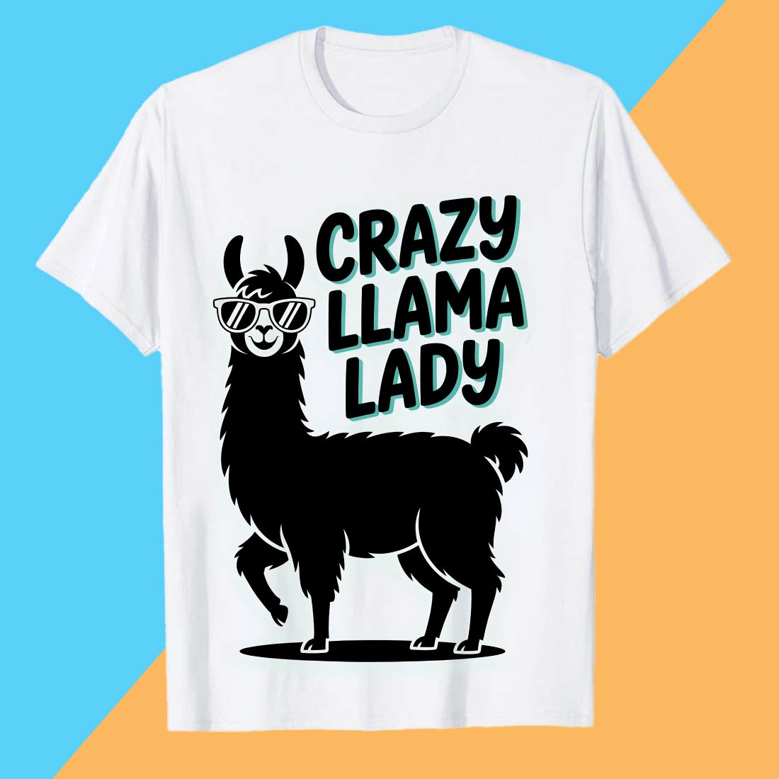 2 Design Crazy-Llama-Lady Funny Crazy Llama Lady with Sunglasses Llama PET T shirt T shirt Design 2 PNG File preview image.