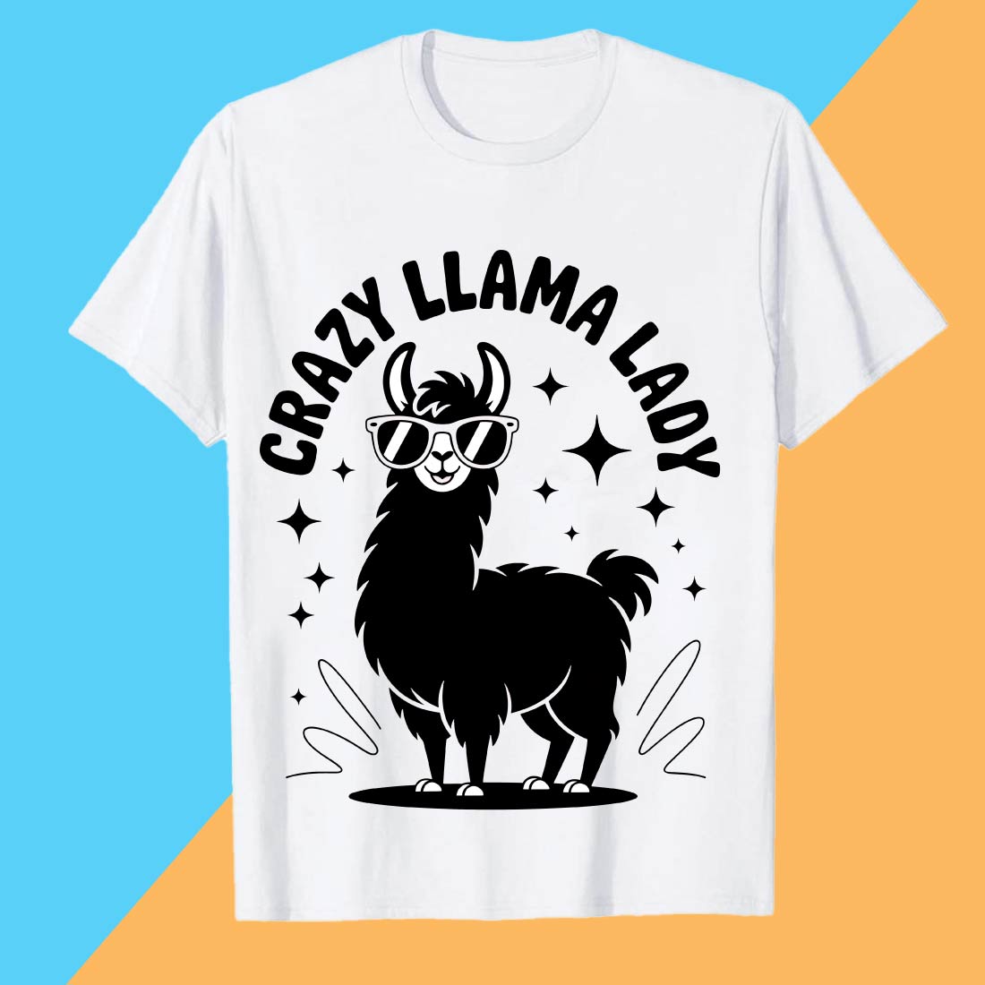 2 Design Crazy- Llama-Lady-Sassy Crazy Llama Lady with Pink Glasses T shirt T shirt Design PNG File cover image.