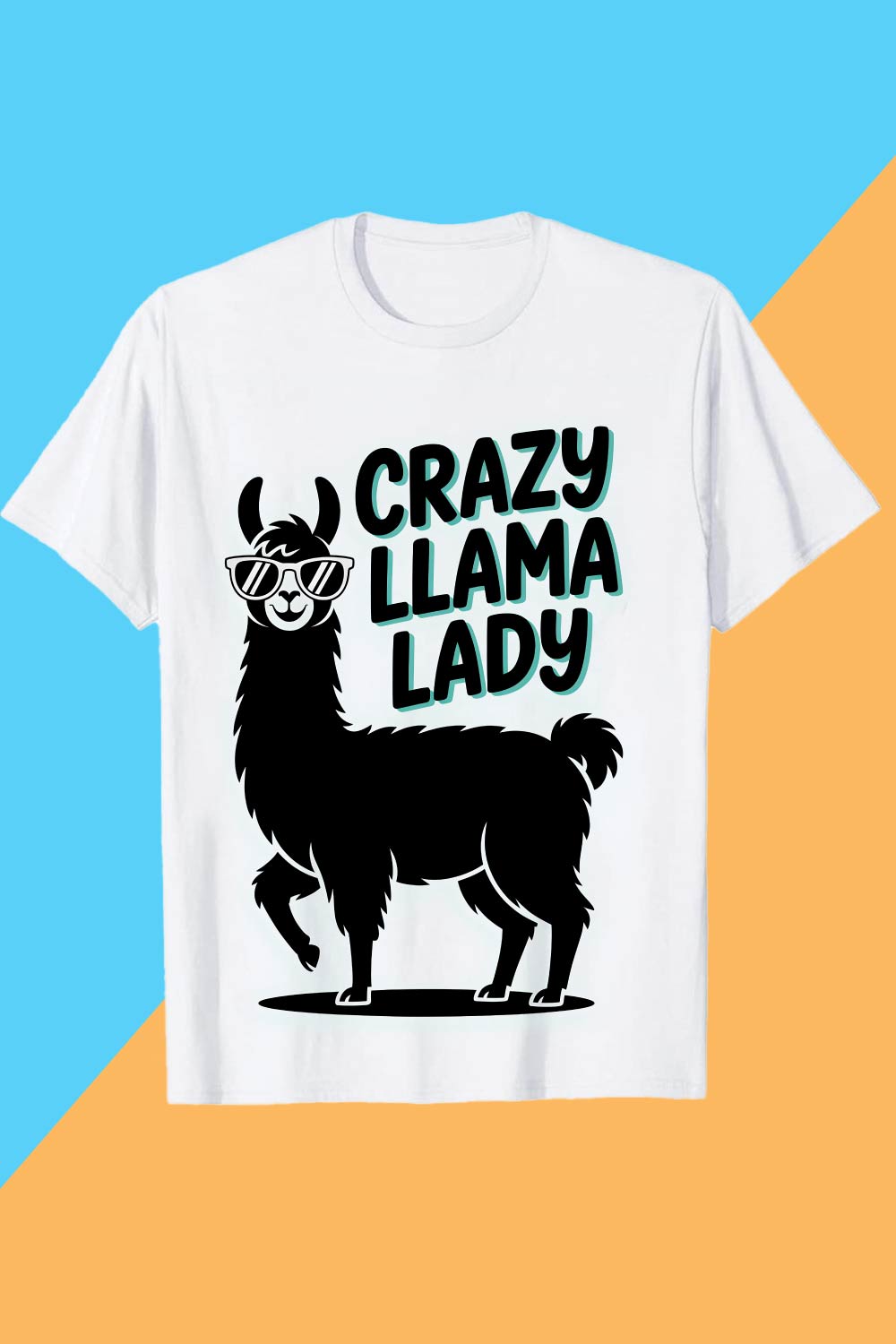 2 Design Crazy-Llama-Lady Funny Crazy Llama Lady with Sunglasses Llama PET T shirt T shirt Design 2 PNG File pinterest preview image.