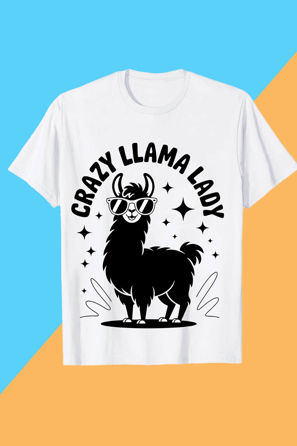 2 Design Crazy- Llama-Lady-Sassy Crazy Llama Lady with Pink Glasses T shirt T shirt Design PNG File pinterest preview image.